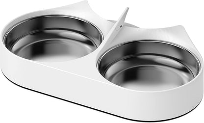 PETLIBRO Pet Food Splitter with Stainless Steel Bowls, Automatic Cat Feeder Bowls for Two Cats or Dogs, Suitable for PETLIBRO Automatic Cat Feeder PLAF005, PLAF006, PLAF103, PLAF203, White