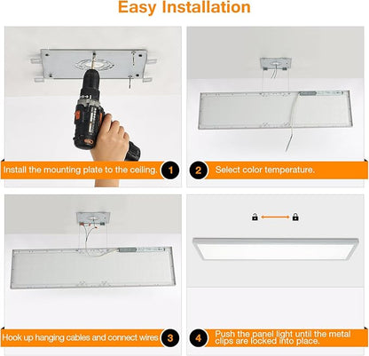 Mcacggo 1x4 LED Flat Panel Light Flush Mount 4-Pack, 3000K/4000K/5000K Selectable, Ultra-Thin Surface Mount LED Ceiling Light for Kitchen, Triac Dimmable, Bright 4400LM, 100-277V, White
