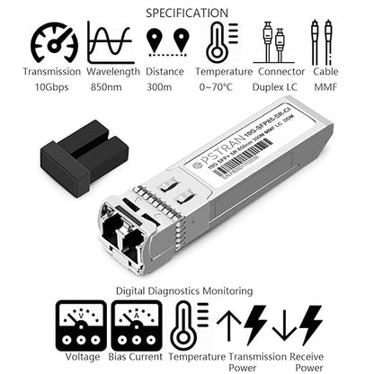 OPSTRAN 10GBASE-SR SFP+ Optical Transceiver Module Compatible with Mellanox MFM1T02A-SR 850nm 300m DDM Duplex LC MMF