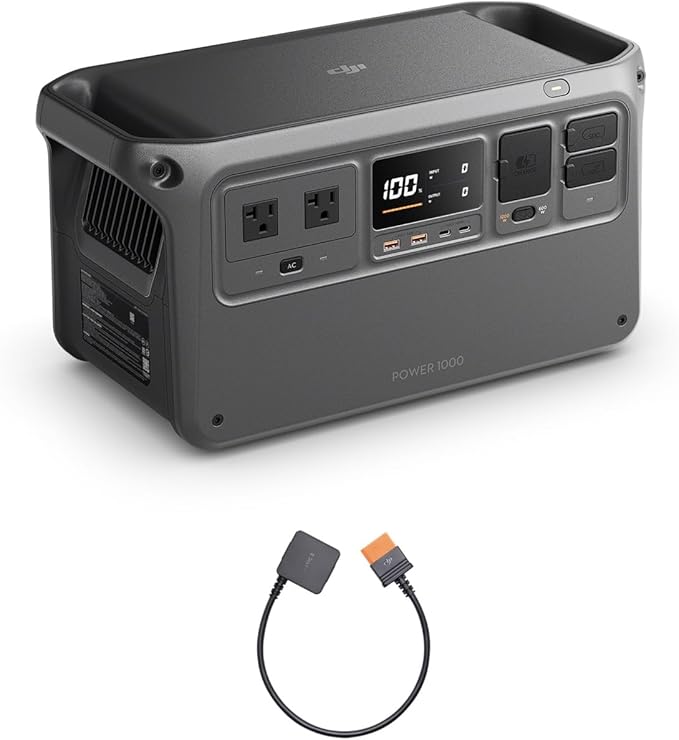 DJI Power 1000 Portable Power Station, 1024Wh Power Generator with Mavic 3 Series Fast Charge Cable, LiFePO4 Cell, Fast Charging, 2200W Max Output, Content Creation, Drone Photography, Camping & RVs