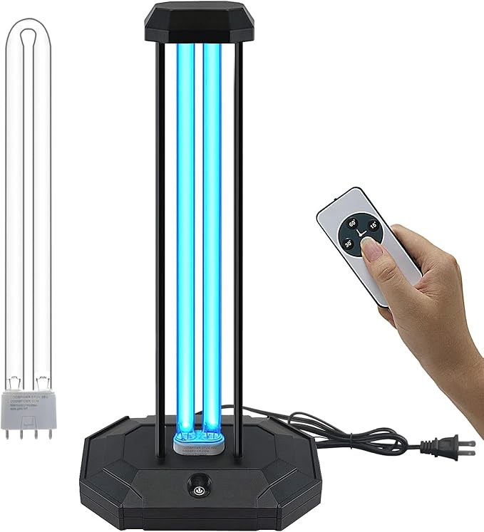 BAIMNOCM UVC Lamp 38W, UV Light Sanitizer Bulb, Ozone Germicidal lamp with Remote Control Timer for Bathroom Basement Household Area