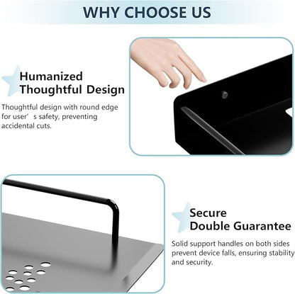 Floating Shelves for Projector, Metal WiFi Router Shelf, Cable Box Wall Mount, Dvd Player Shelf, Under Tv Wall Mount for Tv Box/Game Console/Speaker, Wall Mounted Floating Rack/Stand/Holder