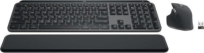Logitech MX Keys S Combo - Performance Wireless Keyboard and Mouse with Palm Rest, Customizable Illumination, Fast Scrolling, Bluetooth, USB C, for Windows, Linux, Chrome, Mac