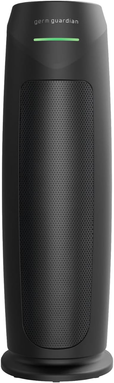GermGuardian HEPA Air Purifier for Home, Large Rooms Up To 743 Sq. Ft. with HEPA PURE Air Filter, Air Quality Monitor & UV-C Light, AC4880B, 22" Tower, Black