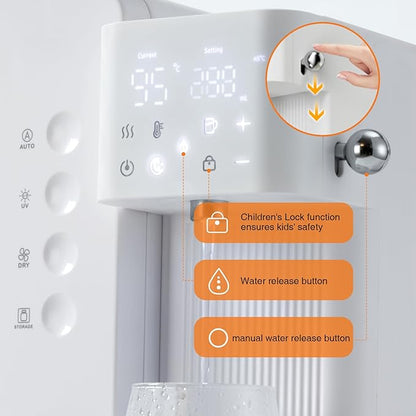 UV Sanitizer and Dryer 6-in- 1 Sanitizing Machine for Baby Bottles ，1.5L Formula Maker with Night Light 4 Temperature Control 24H Keep Warm 72H Storage