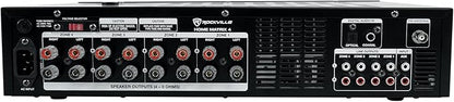 Rockville Home Matrix 4 600W Multi Room Receiver/Amplifier, 8-Channel (4 Zones), Bluetooth, USB, Optical, Coaxial, RCA, Mic Inputs