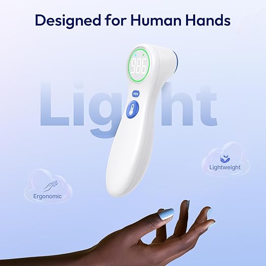 No-Touch Thermometer for Adults and Kids, 1-Second Fast Reading, Color-Coded Fever Alarm, Silent Mode, Object & Room Temperature Function, Baby Essential | Home Medical | Nurse Accessories for Work