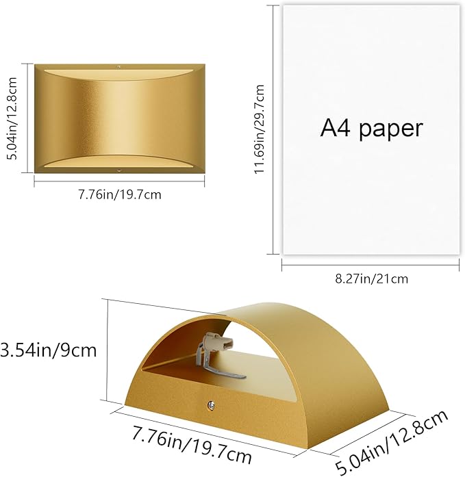 Aipsun Gold Wall Sconce Indoor Wall Lights Hardwired Set of 2 Up and Down Wall Mount Light for Living Room Bedroom Hallway Corridor Conservatory Warm White 3000K(with G9 Bulbs)