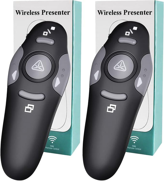 (2 Units) Wireless Presentation Clicker for PowerPoint, Wireless Presenter Remote with Laser Pointer Slide Clickers for Mac/Windows/Linux, Computer/Laptop, Google Slide/PPT/Keynote