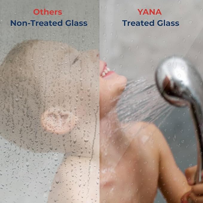 Fixed Glass Shower Panel for Bathroom - 3/8'' Thick Clear Tempered Frameless Glass Shower Door, 36" x 76" Hard Water Resistant with Chrome Finish - By Yana Glass and Mirror