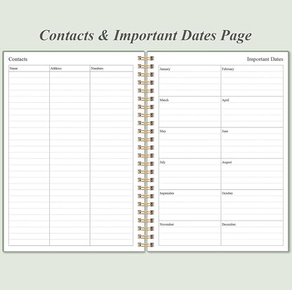 Daily Planner Undated - A5 To Do List Notebook Hourly Schedules, Spiral Appointment Planner for Women and Men, PVC Hardcover, Inner Pocket, Elastic Closure, 5.8" x 8.3", Green