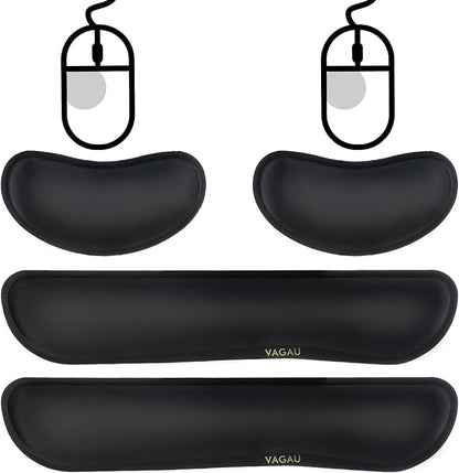 VAGAU Premium Keyboard Wrist Rest and Mouse Pad Wrist Support, Ergonomic Memory Foam Set for Office, Laptop, Mac, Computer and Gaming, Comfortable Typing &Wrist Pain Relief (2 Pack)