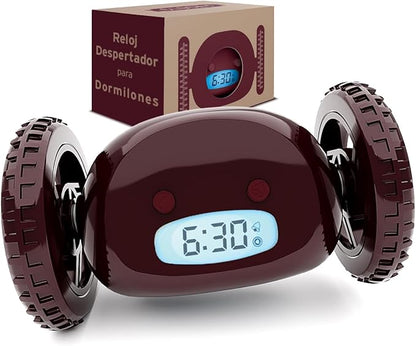 CLOCKY Extra Loud Alarm Clock for Heavy Sleepers on Wheels Rolls Runs Away Vibrating, Easy to Set Super Smart Snooze Digital Bed Shaker Alarm Clock Funny Gift for Adults Kids Teens Bedrooms (Wine)