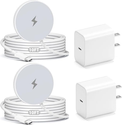 [Apple MFi Certified] Magnetic Charger for iPhone 17 16e, 10FT 2Pack Fast Charge for Apple MagSafe Wireless Charger, Long Wireless Mag Safe Charging Pad for iPhone 17 Pro Max/17 Air/16 Pro/15/14/13/12