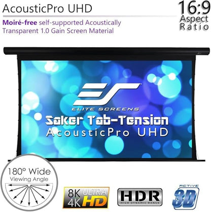 Saker Tab-Tension AcousticProUHD, Acoustically Sound Transparent Motorized Projector Screen Movie Cinema Gaming, SKT135UH2-E12-AUHD