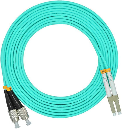 Jeirdus 30Meters 100ft LC to FC Duplex 50/125 10G OM3 Multi-Mode Fiber Optic Cable Jumper Optical Patch Cord LC-FC