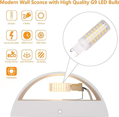 Aipsun Aluminum Modern Indoor LED Wall Sconce Interior Wall Lights 1 Pack Hardwired Up and Down Wall Mount Light for Living Room Bedroom Hallway Corridor Warm White 3000K(with G9 Bulbs)
