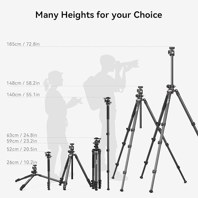 SmallRig CT200 72.8"/200cm Horizontal Overhead Tripod for Camera with Smartphone Holder & Carrying Bag, 33lb Max Load Aluminum Horizontal Camera Tripod for Overhead Shots