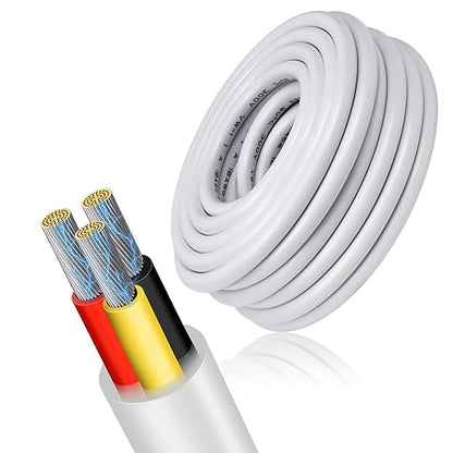 20 Gauge 3 Conductor Electrical Wire, 16.4 FT Low Voltage 20/3 Tinned Copper Stranded 3 Wire Cable, 20 AWG White Flexible Extension Power Cord for Automotive, LED Lamp, Outdoor Landscape Lighting Etc