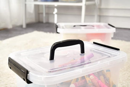 JUJIAJIA 6 Quart Clear Storage Latch Box/Bins, 6-Pack Plastic Container with Latches and Lid