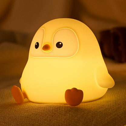 ATSUI Penguin Night Light, LED Squishy Novelty Animal Night Lamp, Food Grade Silicone, 2 Level Dimmable, Nursery Nightlight for Desk Decor, Funny Gifts Stuff for Boys Girls Baby, White Elephant Gifts