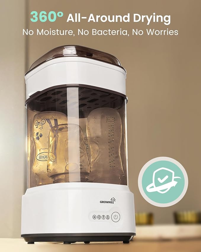 Bottle Sterilizer and Dryer, Compact Electric Steam Baby Bottle Sterilizer (Esterilizador de Biberones), Bottle Sanitizer for Baby Bottles, Pacifiers, Pump Parts Black