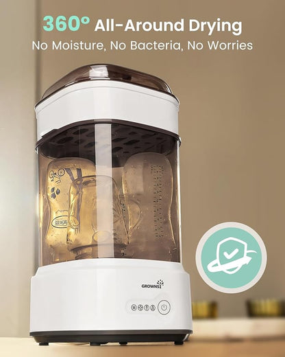 Bottle Sterilizer and Dryer, Compact Electric Steam Baby Bottle Sterilizer (Esterilizador de Biberones), Bottle Sanitizer for Baby Bottles, Pacifiers, Pump Parts Black
