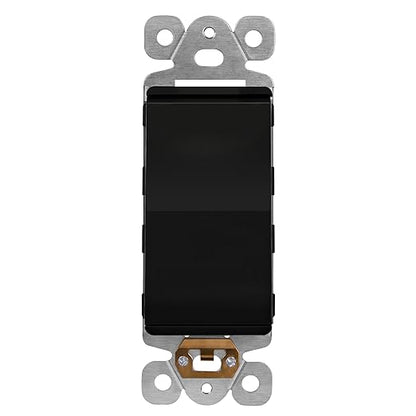 LIDER Black Minimalist Decorator Switch, Frameless Light Switch, On/Off Rocker Switch, Single Pole, Residential Grade, 3 Wire,15A 120-277VAC