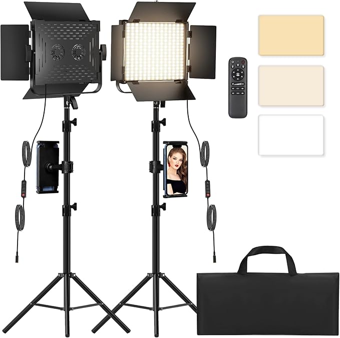 Photography Video Lighting Kit, Upgraded Bi-Color LED Video Studio Lights with Dimmable 2500k~8500k and 79" Light Stand for Camera Photo Recording Filming Stage Shooting Streaming YouTube TikTok