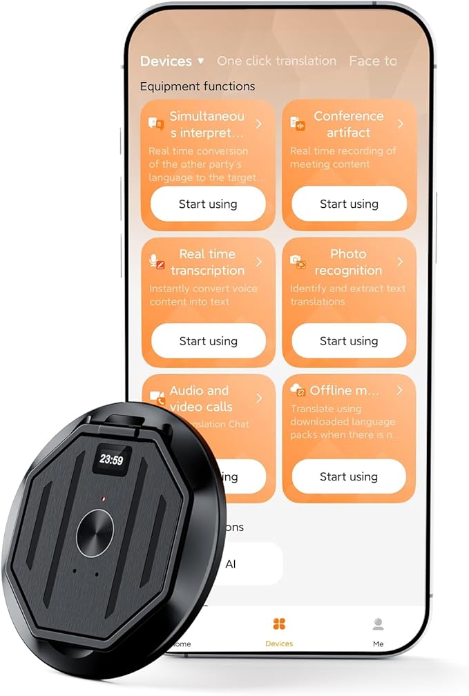 AI Voice Recorder, Transcribe & Summarise with AI Technology 64GB Memory Device Magnetic Phone Stand Offline/Online Translation Support 127 Languages for Lectures, Meetings, Calls, Travel