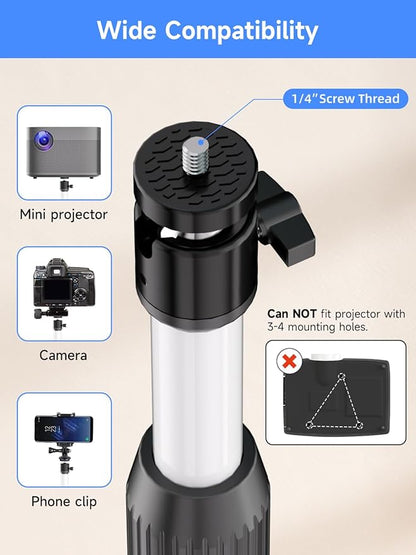 suptek Exdentable 63.9" Projector Stand 360°Swivel, Height Adjustable 53.7-63.9inch, Mini Projector Mount Bracket, Compatible with Home Office Video Vlog DVR Camera, PR001FLW