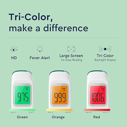 Viproud Forehead Thermometer for Adults and Kids, Fast Accurate Thermometer with Fever Alarm, 1S Reading & Silent Mode, Easy to Use Health Thermometer (Green)