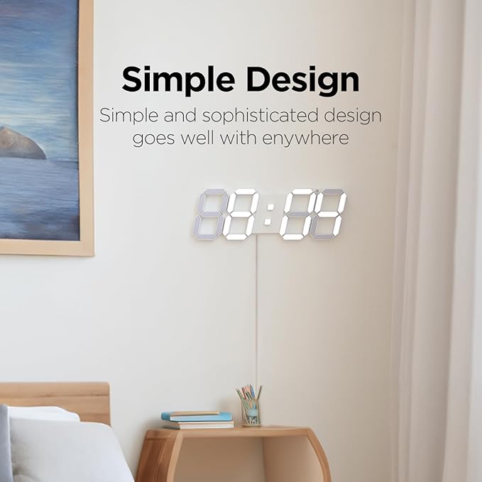 mooas 3D LED Clock, Multi-Function LED Clock (Calendar, Alarm, Temperature) (15.3" Big Plus White Wall Clock with Remote Control)