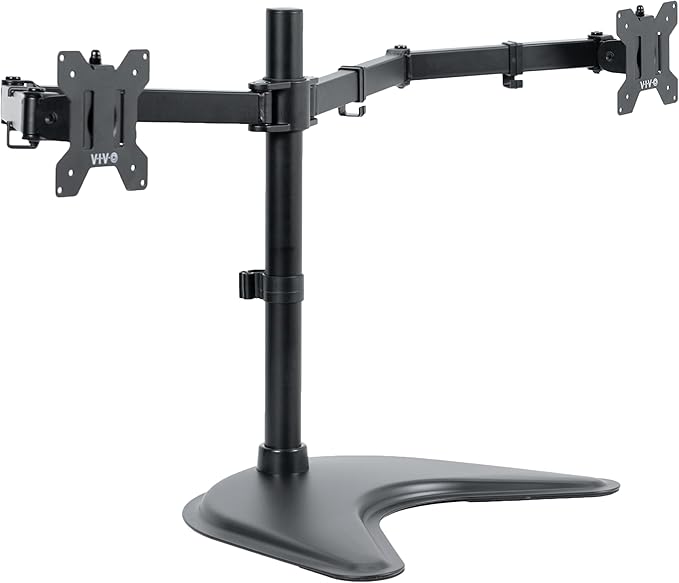 VIVO Dual Ultrawide Monitor Mount, Free-Standing Desk Stand for 2 Screens up to 38 Inches, Heavy-Duty Adjustable Arms, Max VESA 100x100mm, Black, STAND-V038F