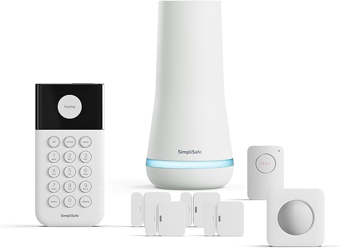 SimpliSafe 8 Piece Wireless Home Security System - Optional 24/7 Professional Monitoring - No Contract - Compatible with Alexa and Google Assistant , White