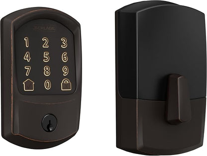 SCHLAGE BE489WB GRW 716 Encode WiFi Deadbolt Smart Lock, Keyless Entry Touchscreen Door Lock with Greenwich Trim, Aged Bronze