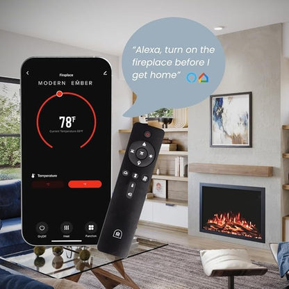 Modern Ember Highmark Traditional 38 Inch Built-in Smart Electric Fireplace Insert | Alexa/WiFi Enabled - Remote Included | Electric Firebox Heater with Multi-Color Flames | 1500W