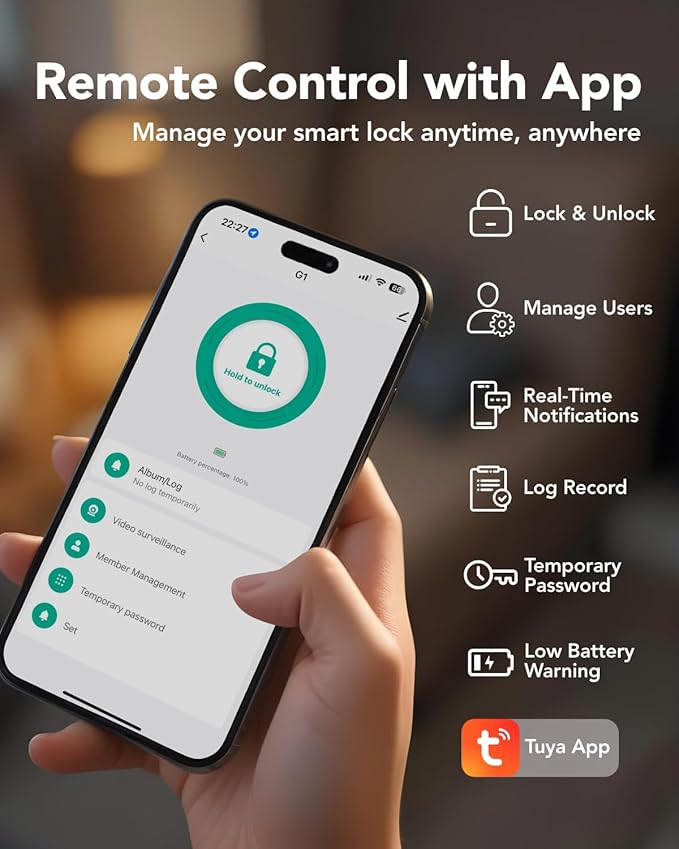 Devo G1 Video Smart Lock with Camera&Doorbell,6-in-1 Keyless Entry Door Lock with App Remote,Fingerprint ID,Auto Locks,Built-in Wi-Fi Smart Deadbolt for Front Door,Easy Install,Waterproof,BHMA Grade 3