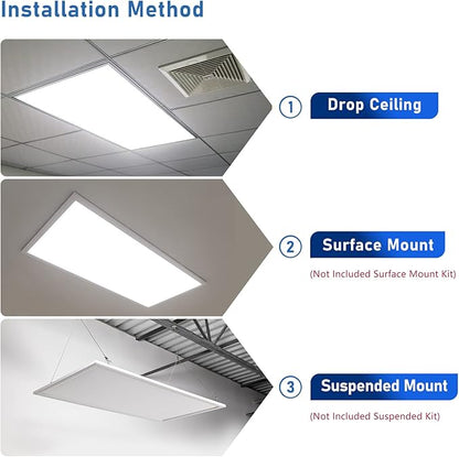 CycevSun 6-Pack 2x4 LED Flat Panel Light Drop Ceiling 0-10V Dimmable, 30/40/50W Selectable, 3000K 4000K 5000K Switchable, 120-277V, ETL Listed