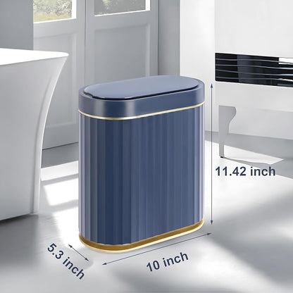 ELPHECO 2 Gallon Sensor Trash Can - 7.5L Waterproof Motion Sensor Trash Can, Automatic Bathroom Trash Bin, Slim Garbage Can, Bathroom, Office, Bedroom, Midnight Blue