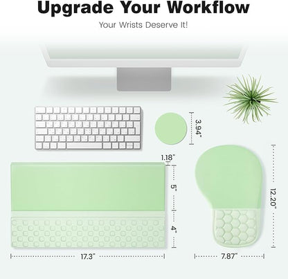 Ospelelf Ergonomic Mouse Pad and Keyboard Stand Wrist Rest Set, Memory Foam Comfort, Pain Relief for Typing, Office Desk Accessories, Green