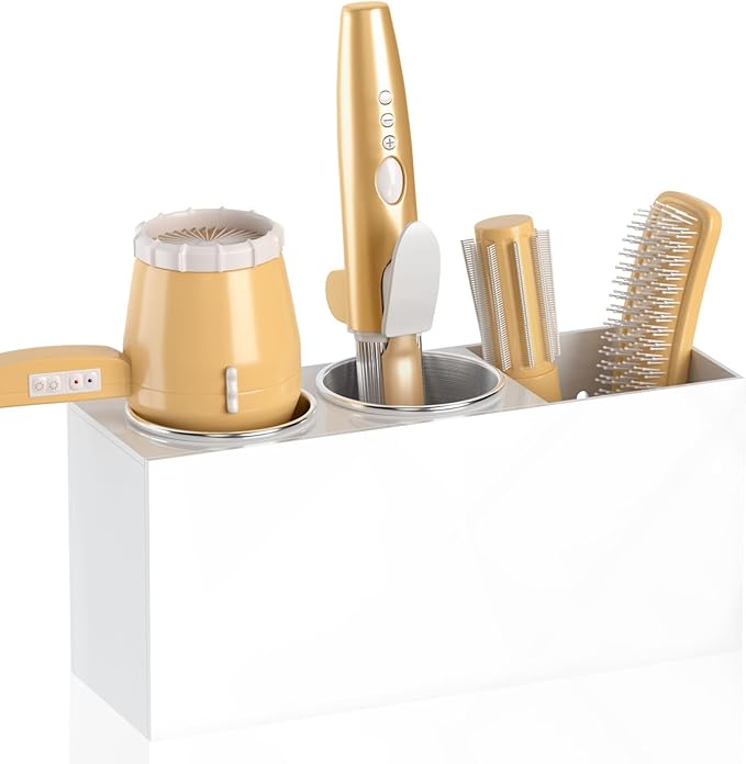 NIUBEE Wall Mount Hair Styling Tool Organizer - Bathroom Cabinet Holder for Blow Dryers, Flat Irons, Curling Irons - White
