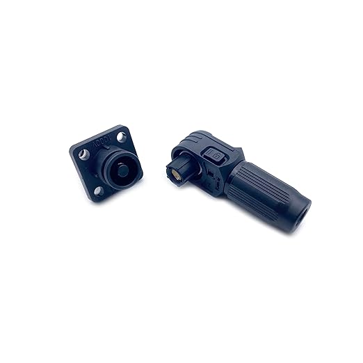 350A Battery Energy Storage Connector, 120mm² High Current Connectors IP67 Waterproof Stud Wiring Power Adapter Quick Plug Terminal Right Angle Plug and Socket (1500V Black)