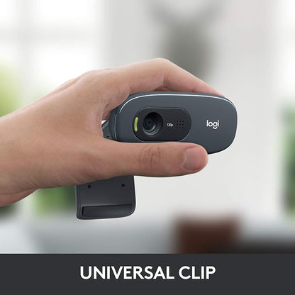 Logitech C270 HD Webcam, 720p, Widescreen HD Video Calling, Light Correction, Noise-Reducing Mic, Works with Zoom, Nintendo Switch 2’s New GameChat Mode, PC/Mac/Laptop/MacBook/Tablet - Black
