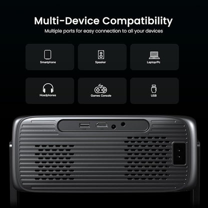2000 ANSI Official Licensed Google TV Outdoor Projector 4K Full HD, Smart Projector with Wifi and Bluetooth, Auto Focus, Dolby Sound, Built-in Apps, HAPPRUN Indoor Home Theater with 270° Stand