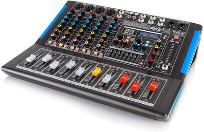Pyle 6-Channel Bluetooth Studio Audio Mixer - DJ Controller w/ USB Drive - XLR Mic Input - +48V Phantom Power - 16 DSP Effects - MP3/WAV Playback - For Professional & Beginner Use - PMXU67BT