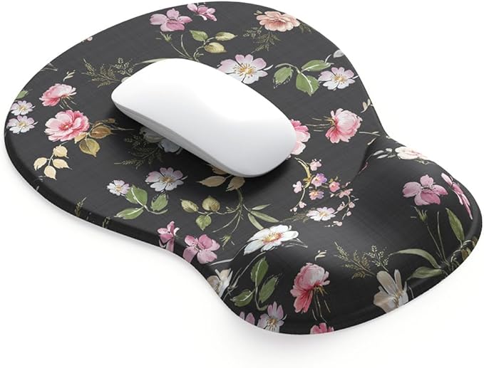 ErgoComfort Gel Wrist Rest Mouse Pad-Ergonomic Office Mousepad with Wrist Support-Non-Slip, Design Desk Accessories Mat for Home&Game Decor (08Floral Brust)