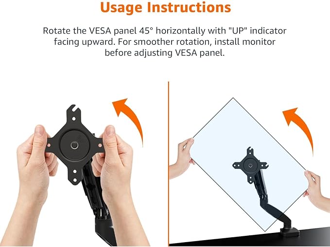 Amazon Basics Gas Spring Single Computer Monitor Arm Mount, Adjustable, Holds up to 27" Monitors, Black