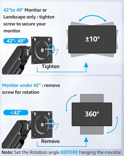 MOUNTUP Heavy Duty Monitor Arm for 49 inches, 44 lbs Curved Screens, Ultrawide Single Monitor Desk Mount, Monitors Stand for Samsung Odyssey G9 and More, VESA Mount with Clamp & Grommet Base