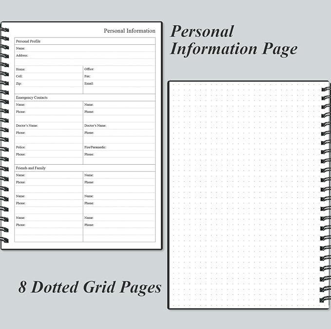 Daily Planner Undated - B5 To Do List Notebook Hourly Schedules, Spiral Appointment Planner for Women and Men, PVC Hardcover, Inner Pocket, Elastic Closure, 7" x 10", Black